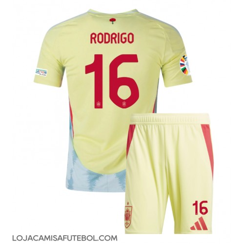 Camisa de Futebol Espanha Rodri Hernandez #16 Equipamento Secundário Infantil Europeu 2024 Manga Curta (+ Calças curtas)